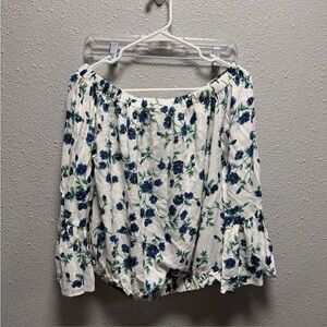 Passport Blue Floral Off-Shoulder Top